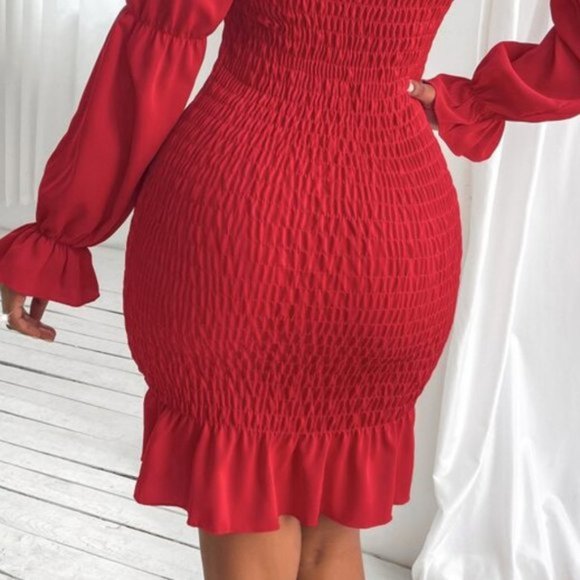 Stunning Red Off shoulder bodycon Dress - Picture 6 of 8